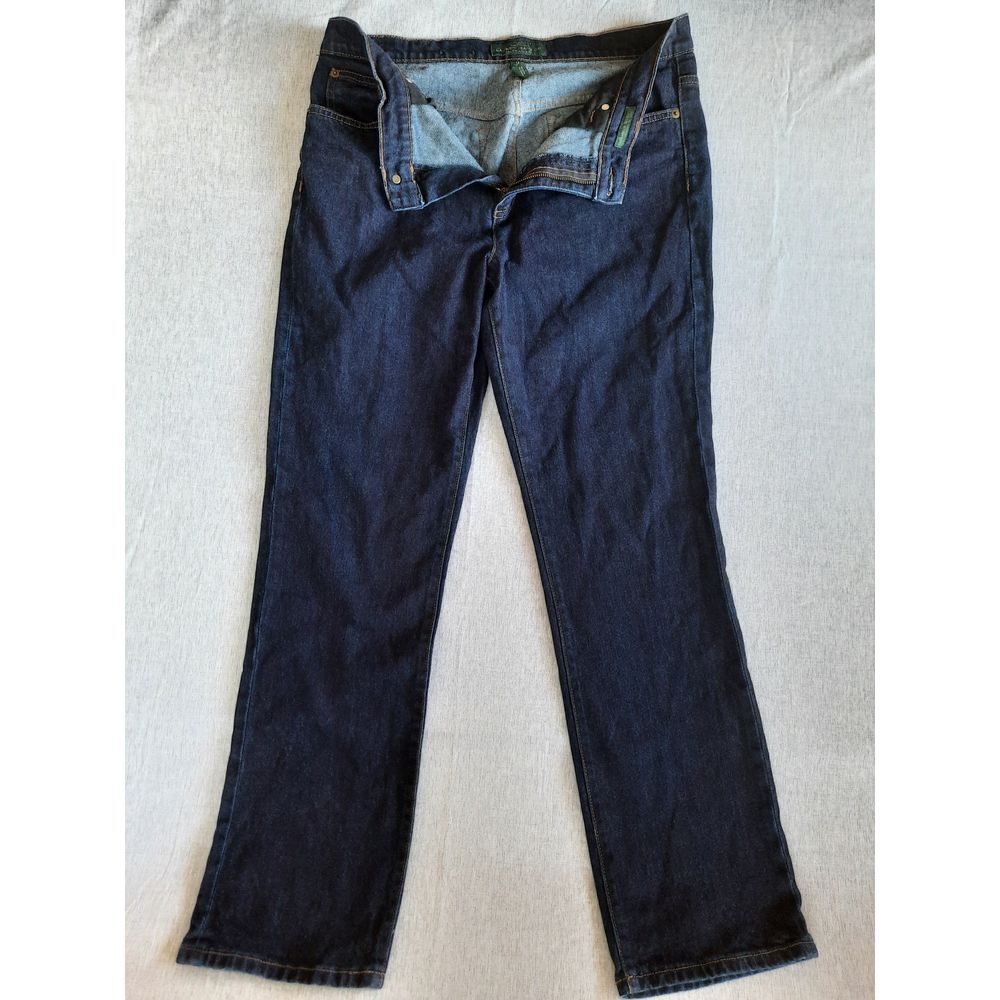 Lauren Jeans Co. Ralph Lauren Women 12 Classic Straight Stretch Navy Blue Jeans